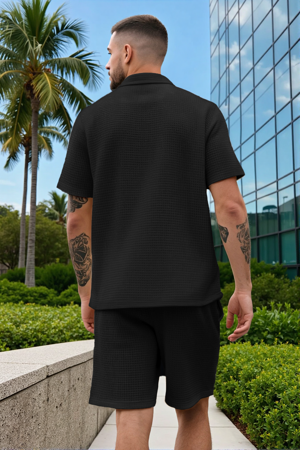 Men's Grid Pattern Texture Set - Black