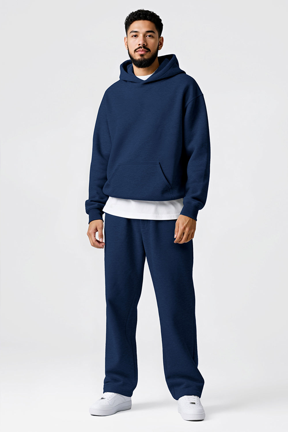 Men Pulloverl Hoodie Set - Blue