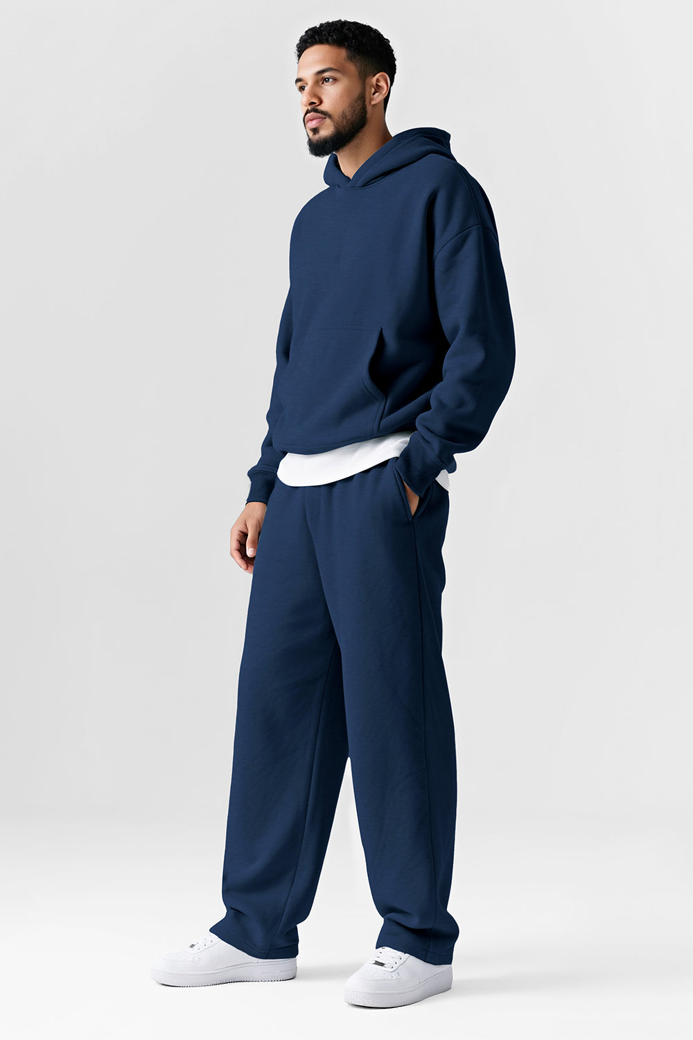 Men Pulloverl Hoodie Set - Blue