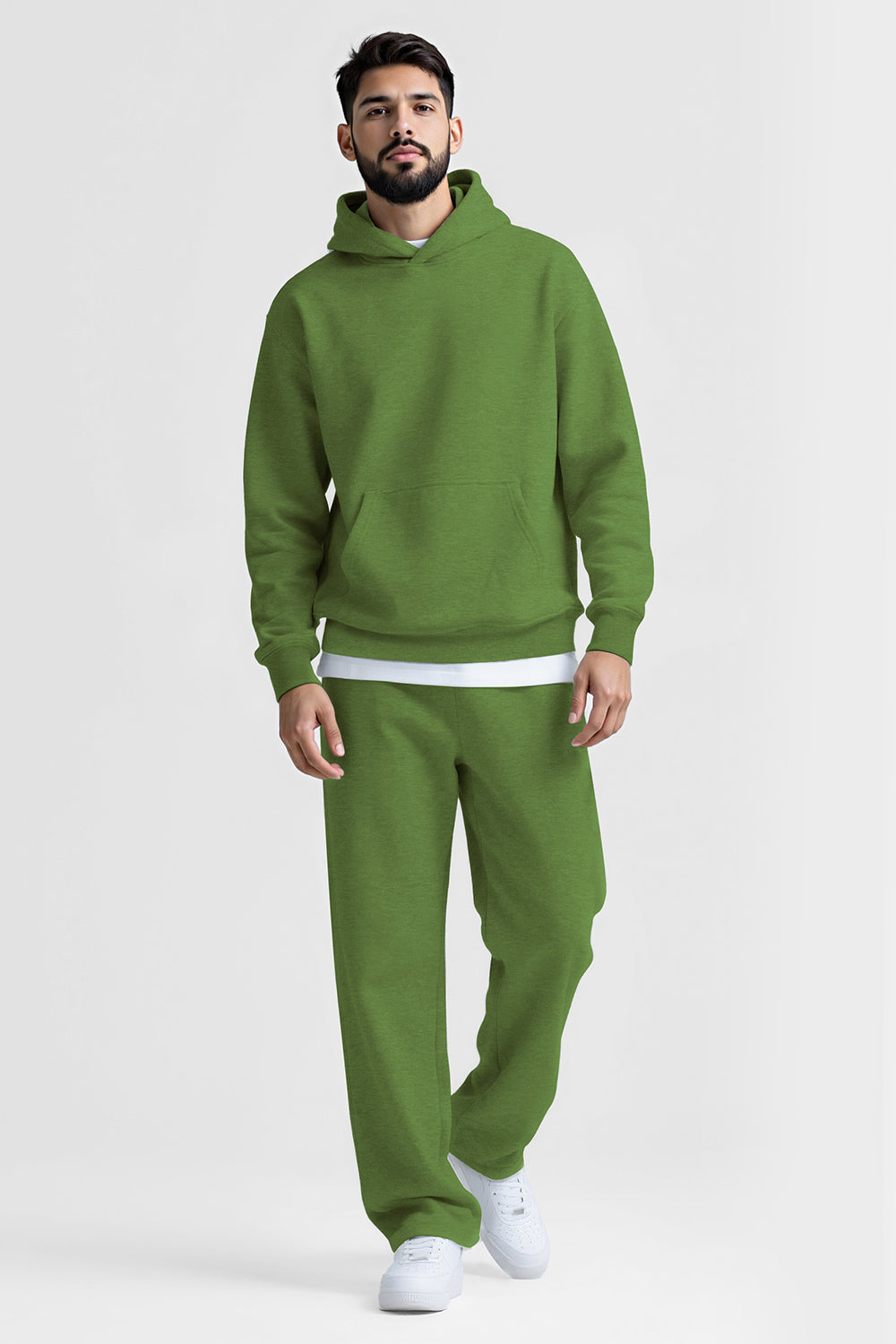 Men Pulloverl Hoodie Set - Green