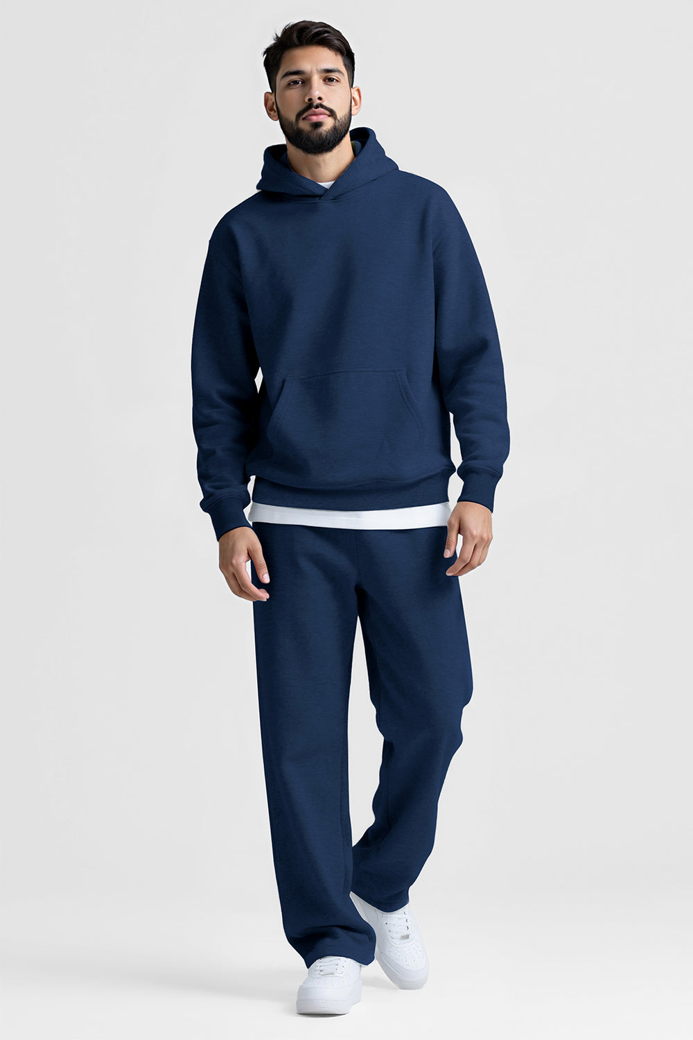 Men Pulloverl Hoodie Set - Blue