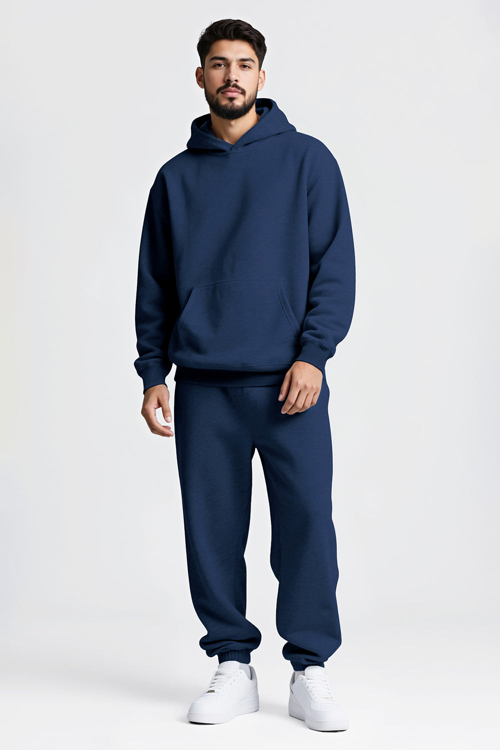 Men Pulloverl Hoodie Set - Blue