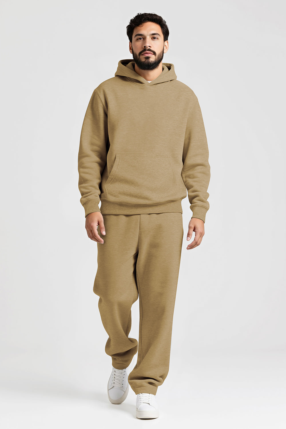 Men Pulloverl Hoodie Set - Khaki