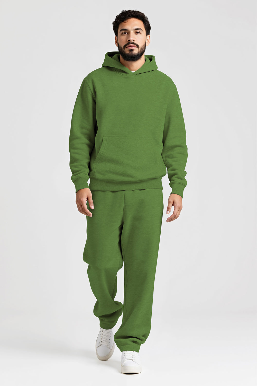 Men Pulloverl Hoodie Set - Green