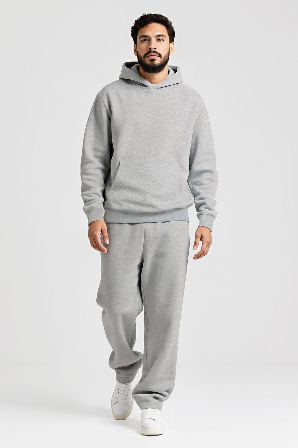 Men Pulloverl Hoodie Set - Gray