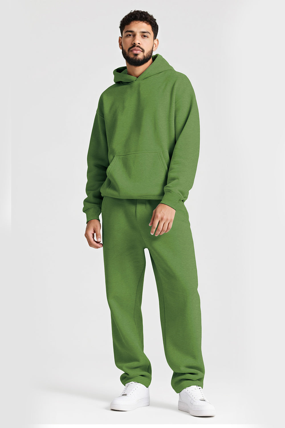 Men Pulloverl Hoodie Set - Green
