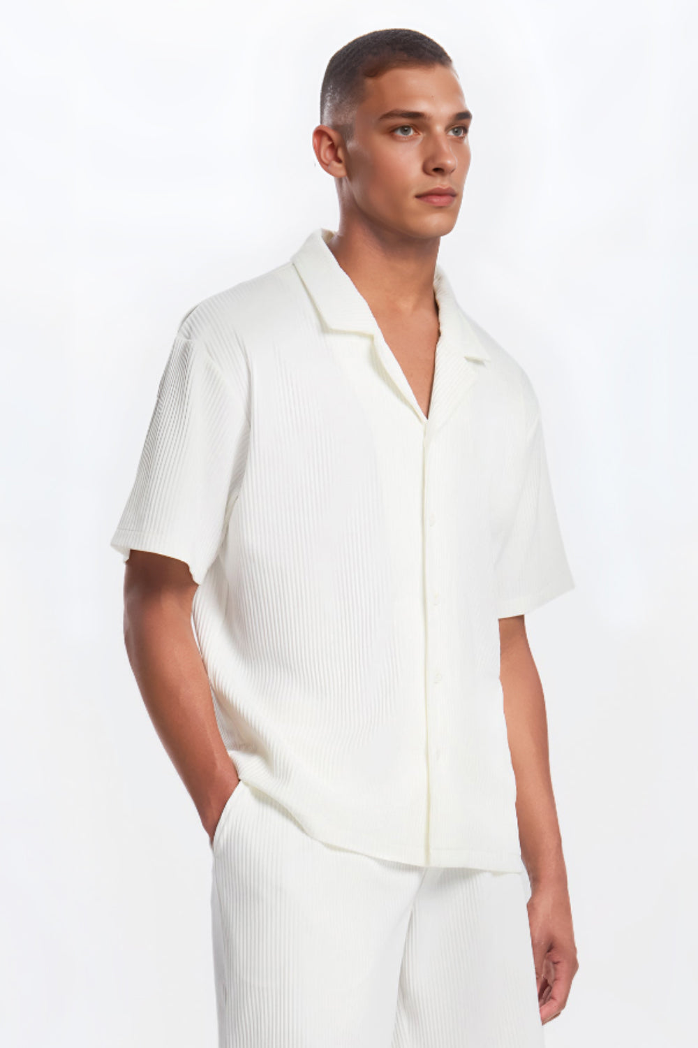 The Pleated Men Summer Suits - White