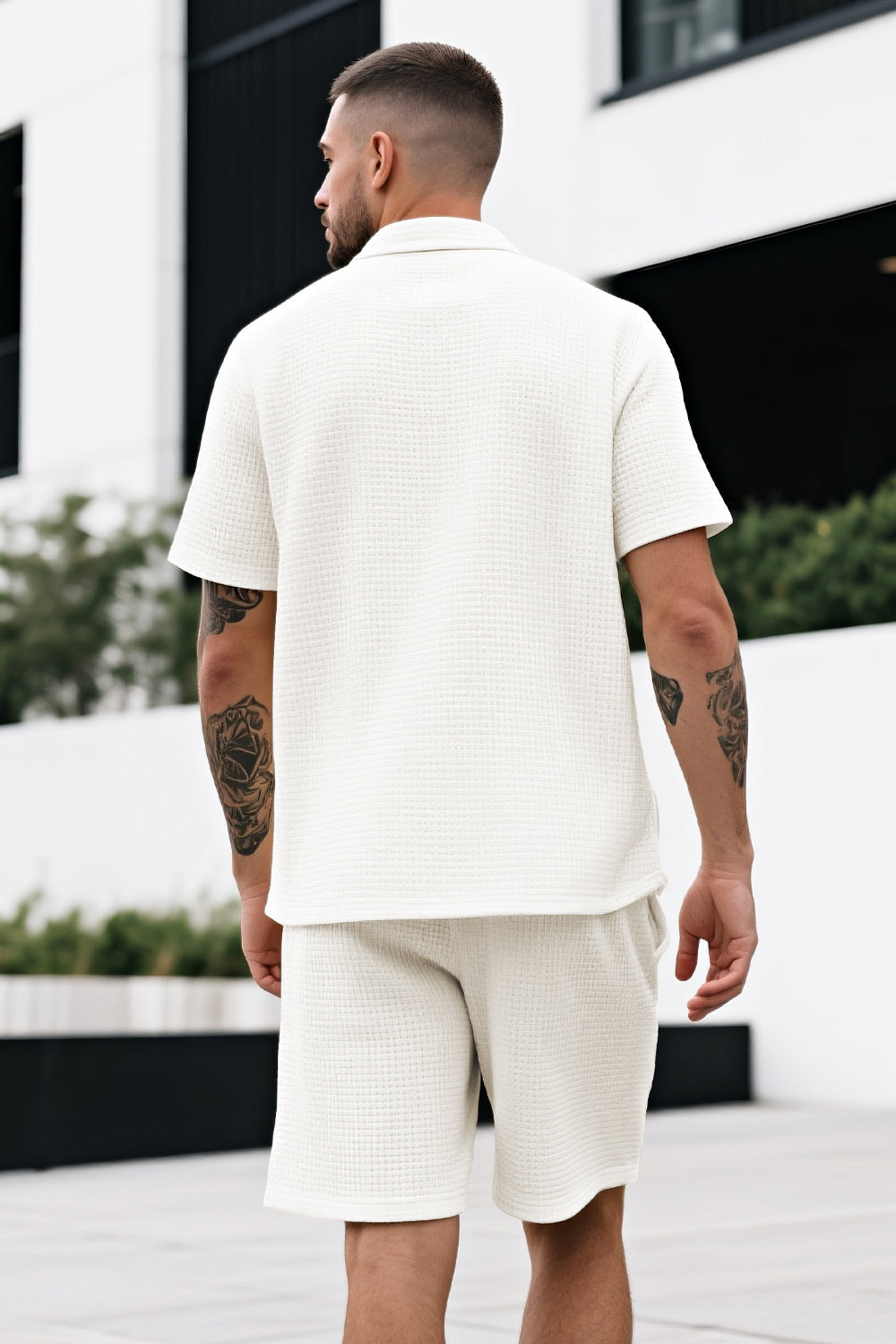 Men's Grid Pattern Texture Set - White