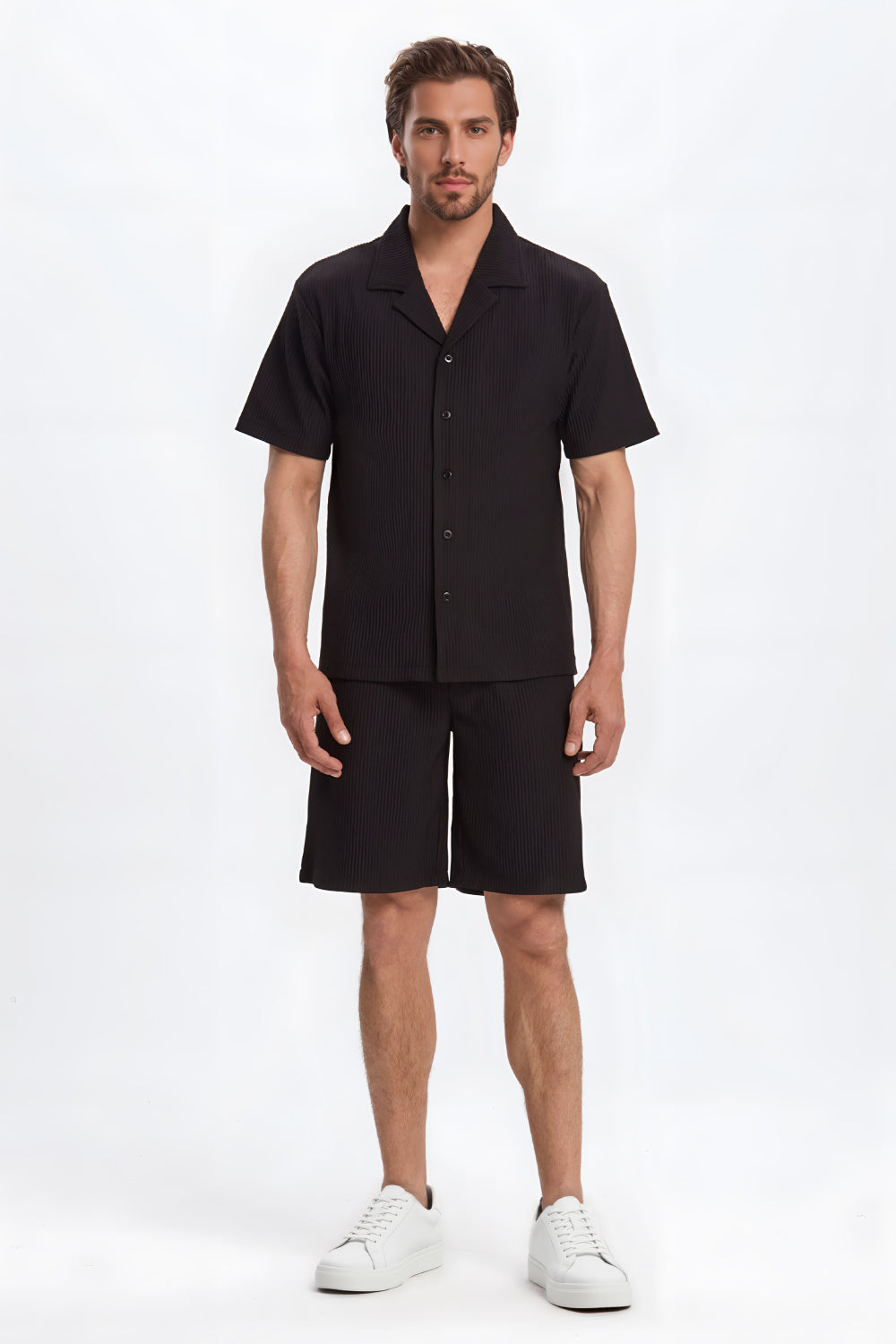 The Pleated Men Summer Suits - Black