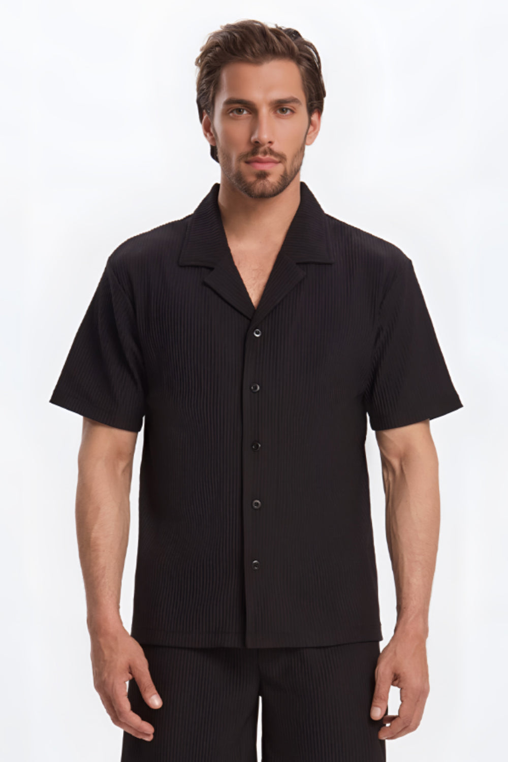 The Pleated Men Summer Suits - Black