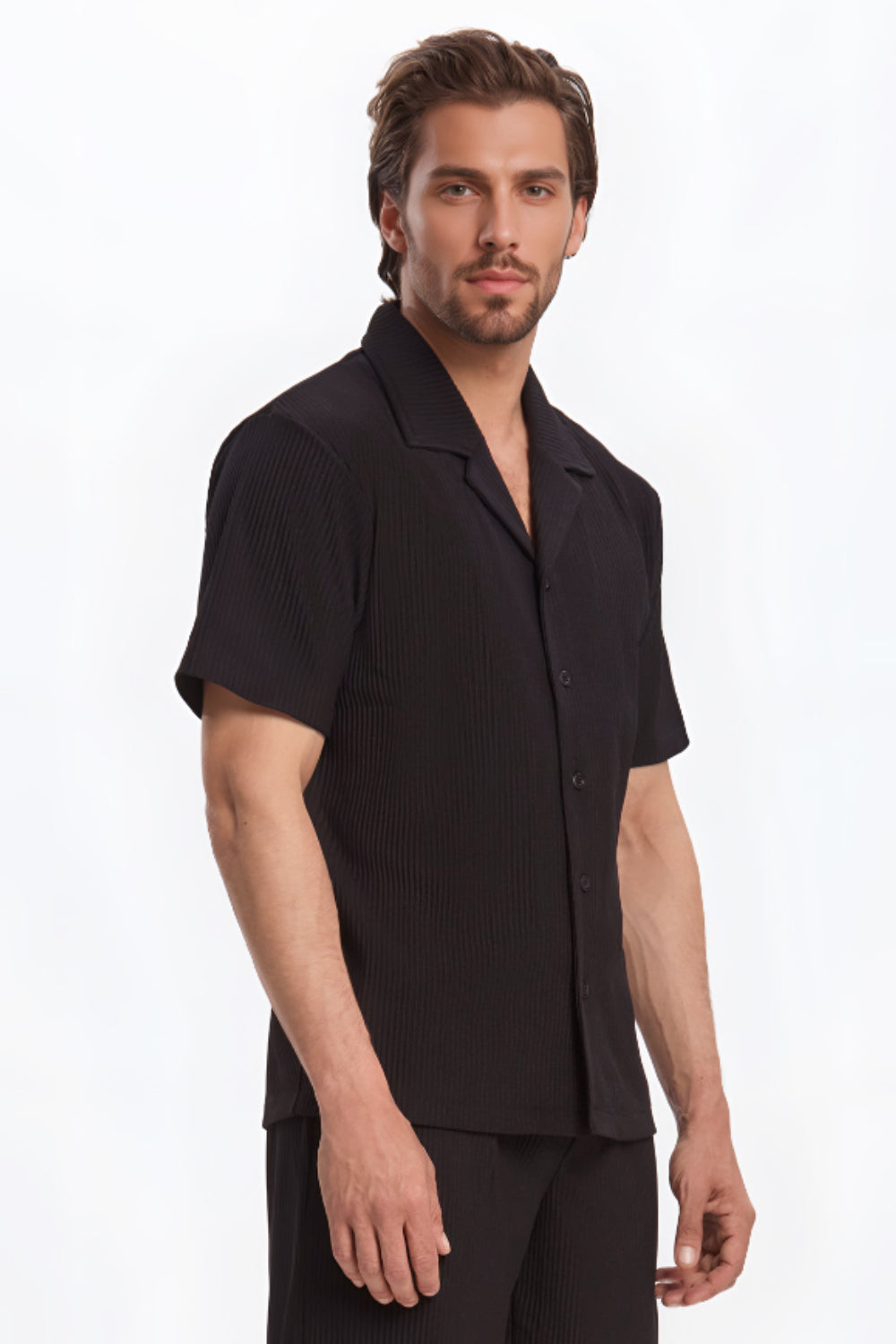 The Pleated Men Summer Suits - Black