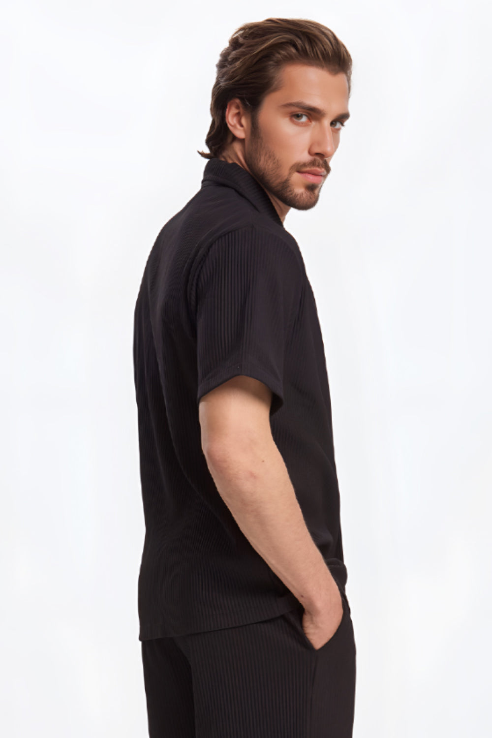 The Pleated Men Summer Suits - Black