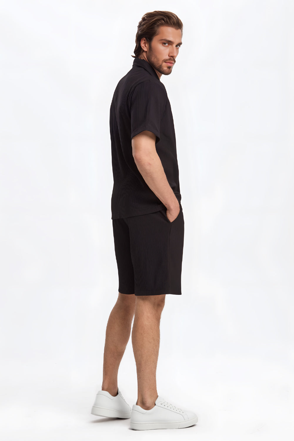 The Pleated Men Summer Suits - Black