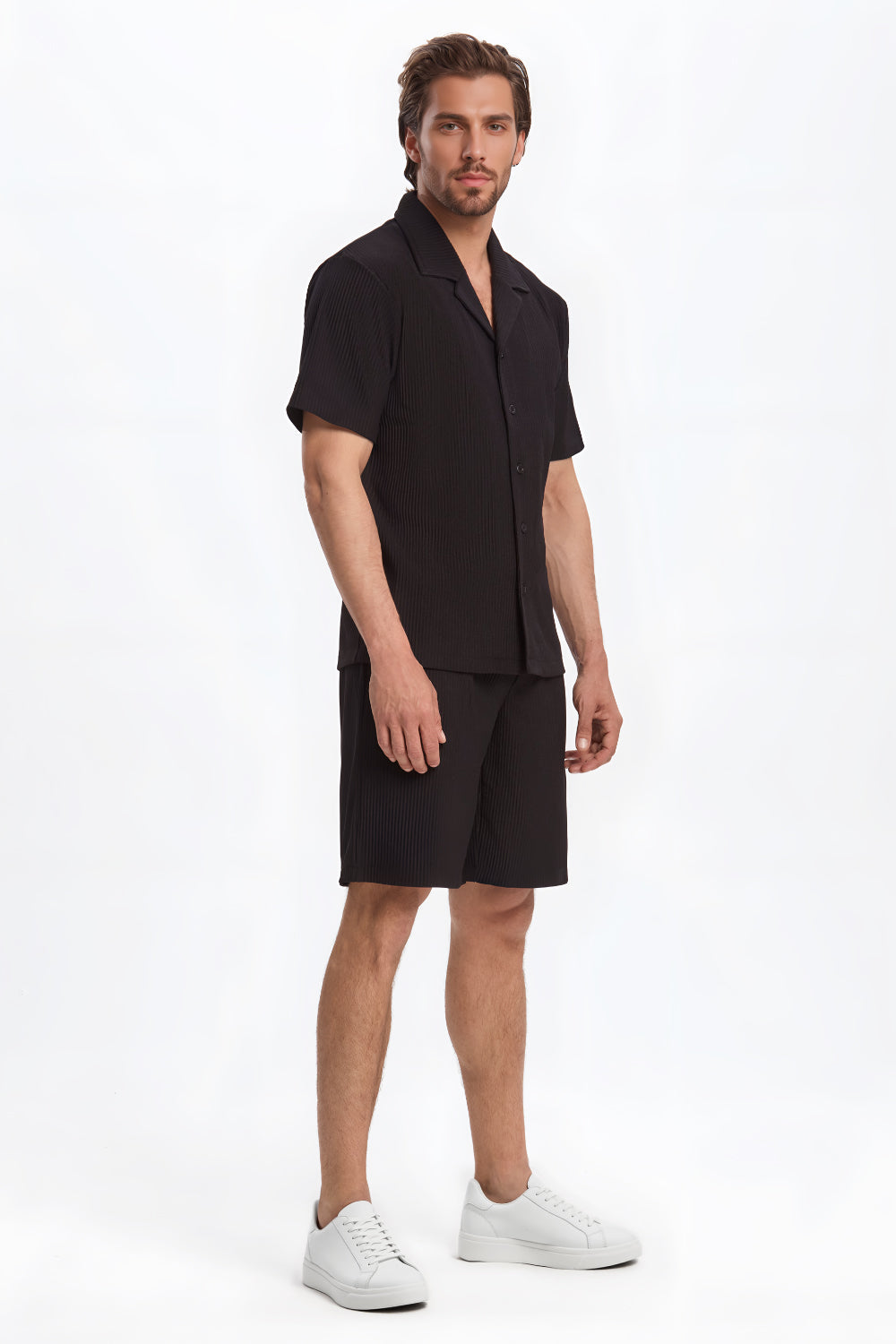 The Pleated Men Summer Suits - Black