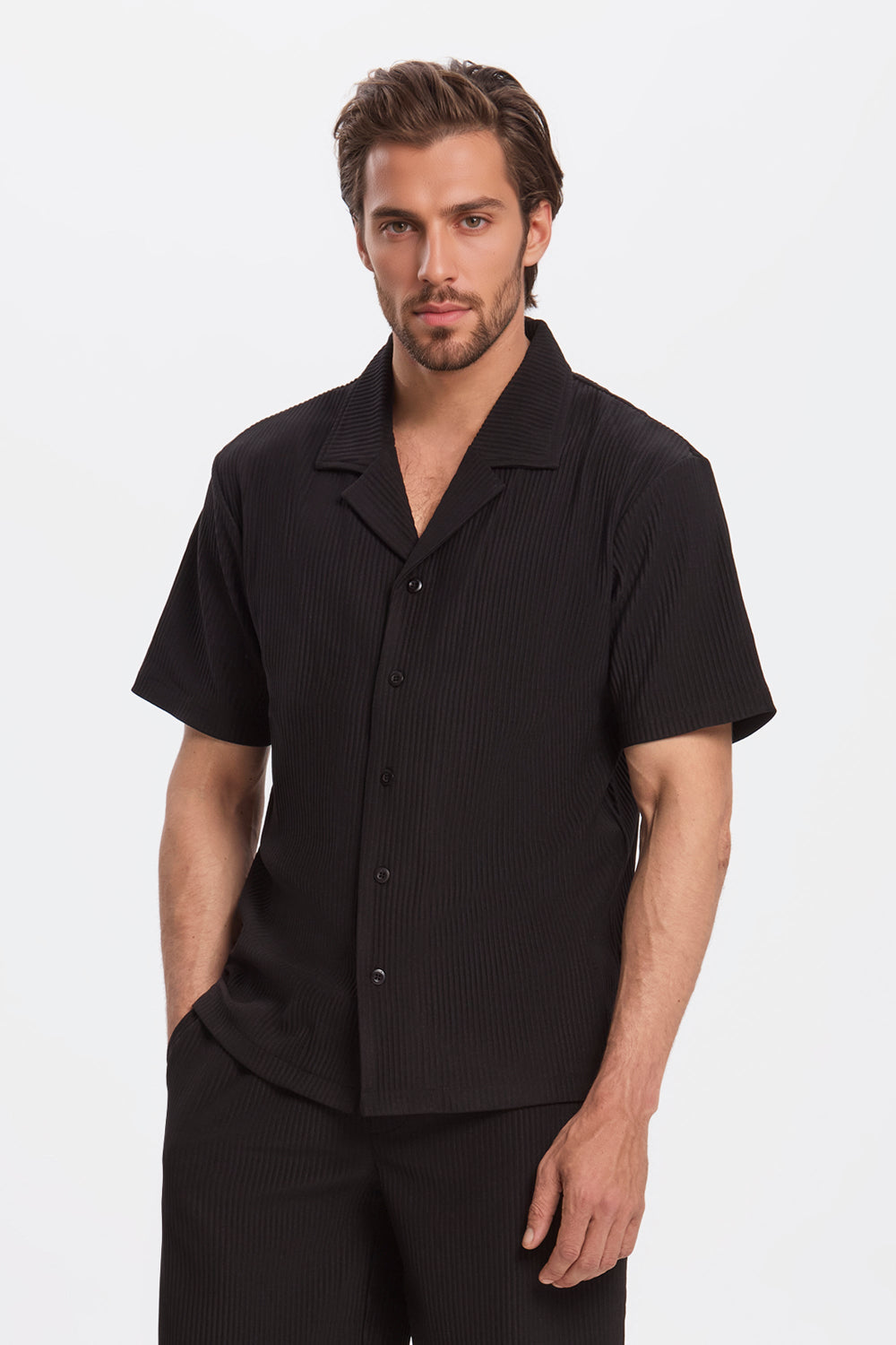 The Pleated Men Summer Suits - Black