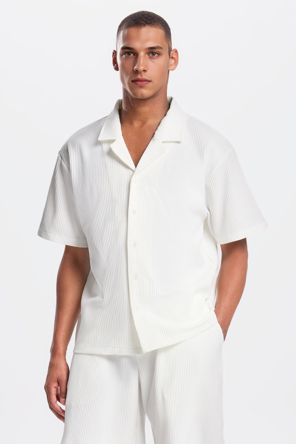 The Pleated Men Summer Suits - White