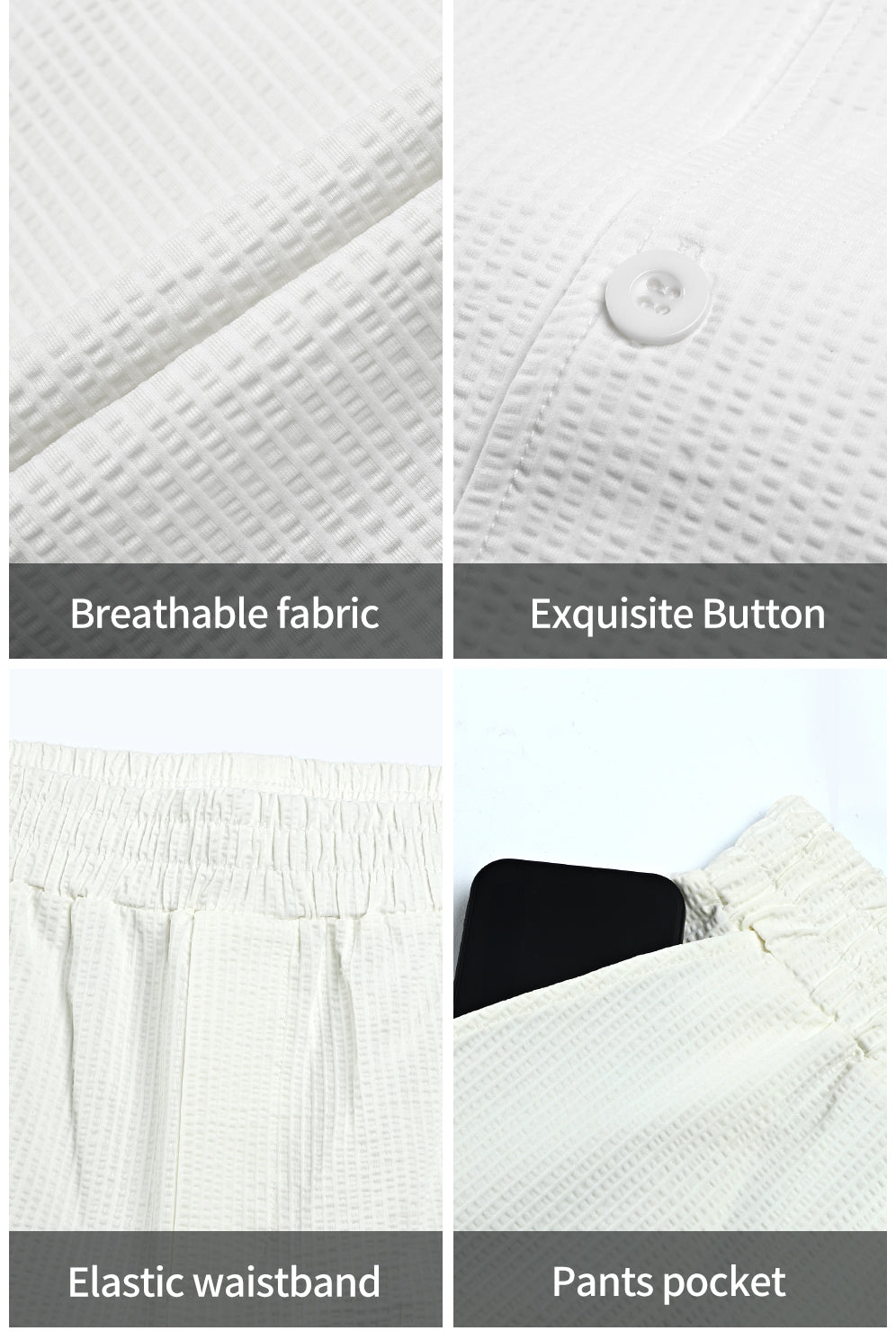 Men's Grid Pattern Texture Set - White