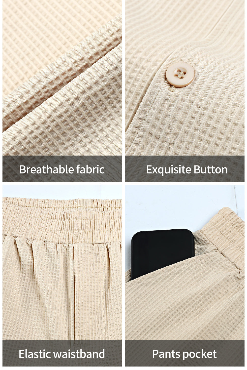 Men's Grid Pattern Texture Set - Khaki