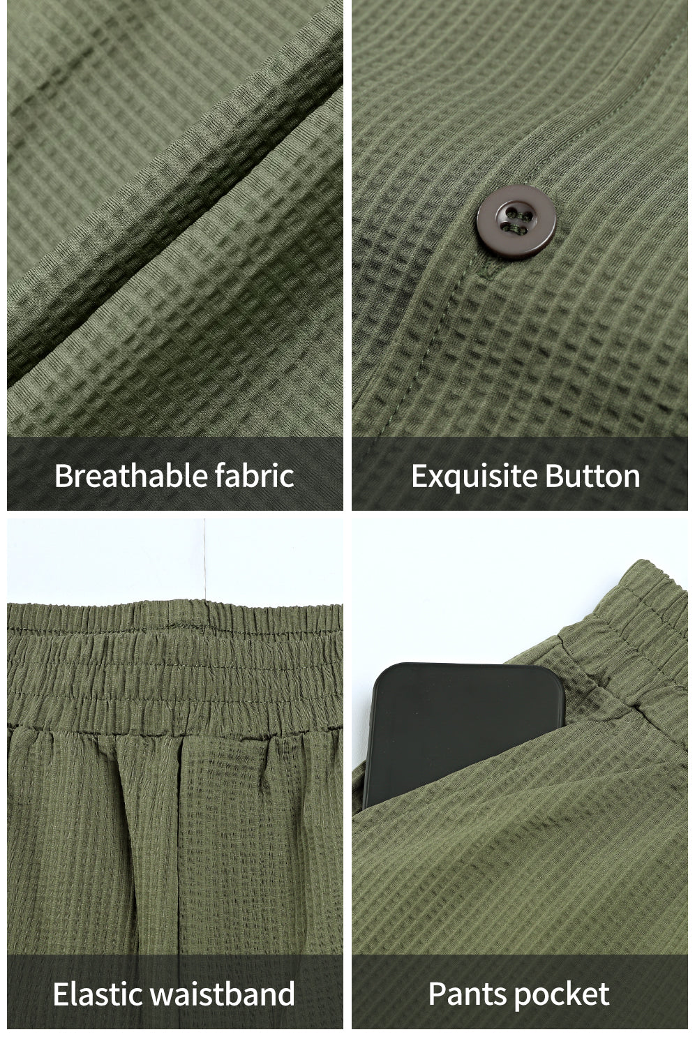 Men's Grid Pattern Texture Set - Green