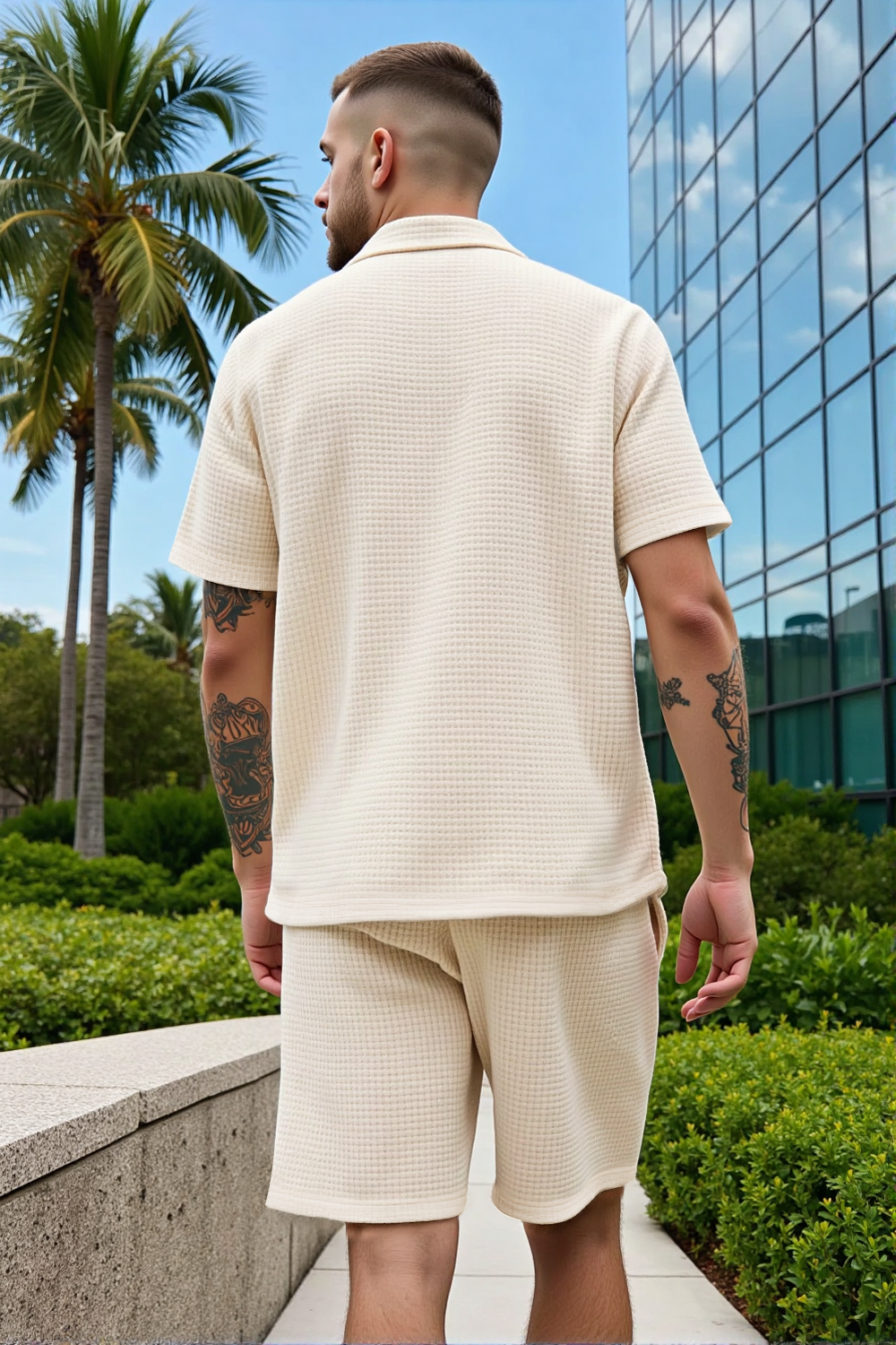 Men's Grid Pattern Texture Set - Khaki